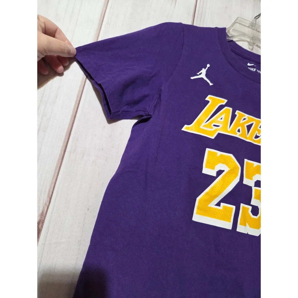 Nike Jordan Lakers LeBron James 23 Purple Youth Large‎ T-Shirt NBA Basketball